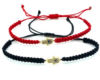 Evil eye Macrame Hamsa bracelet  #2625-M