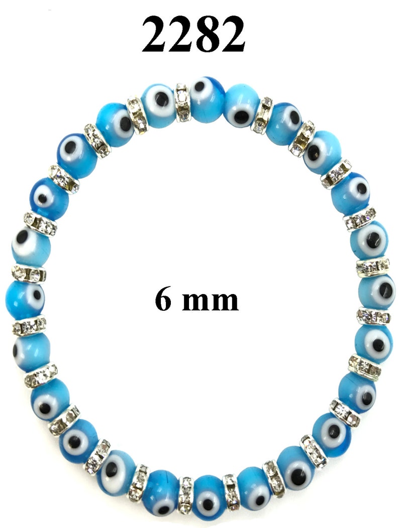 Turkish Evil Eye 6 mm Murano bead Stretch bracelet image 6