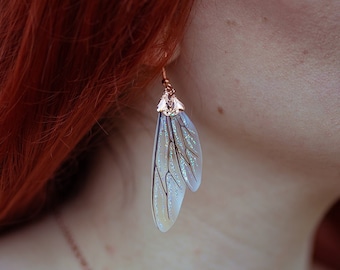 Earrings of the rose gold bee fairy