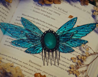Turkusowy czarny grzebień do włosów wróżki Whimsigoth Fae