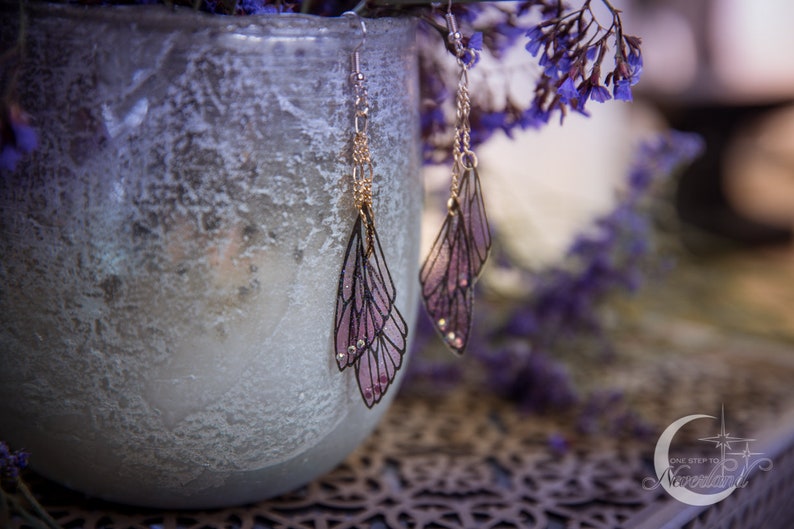 Long Butterfly Earrings of the Fairy of Cherry Blossom