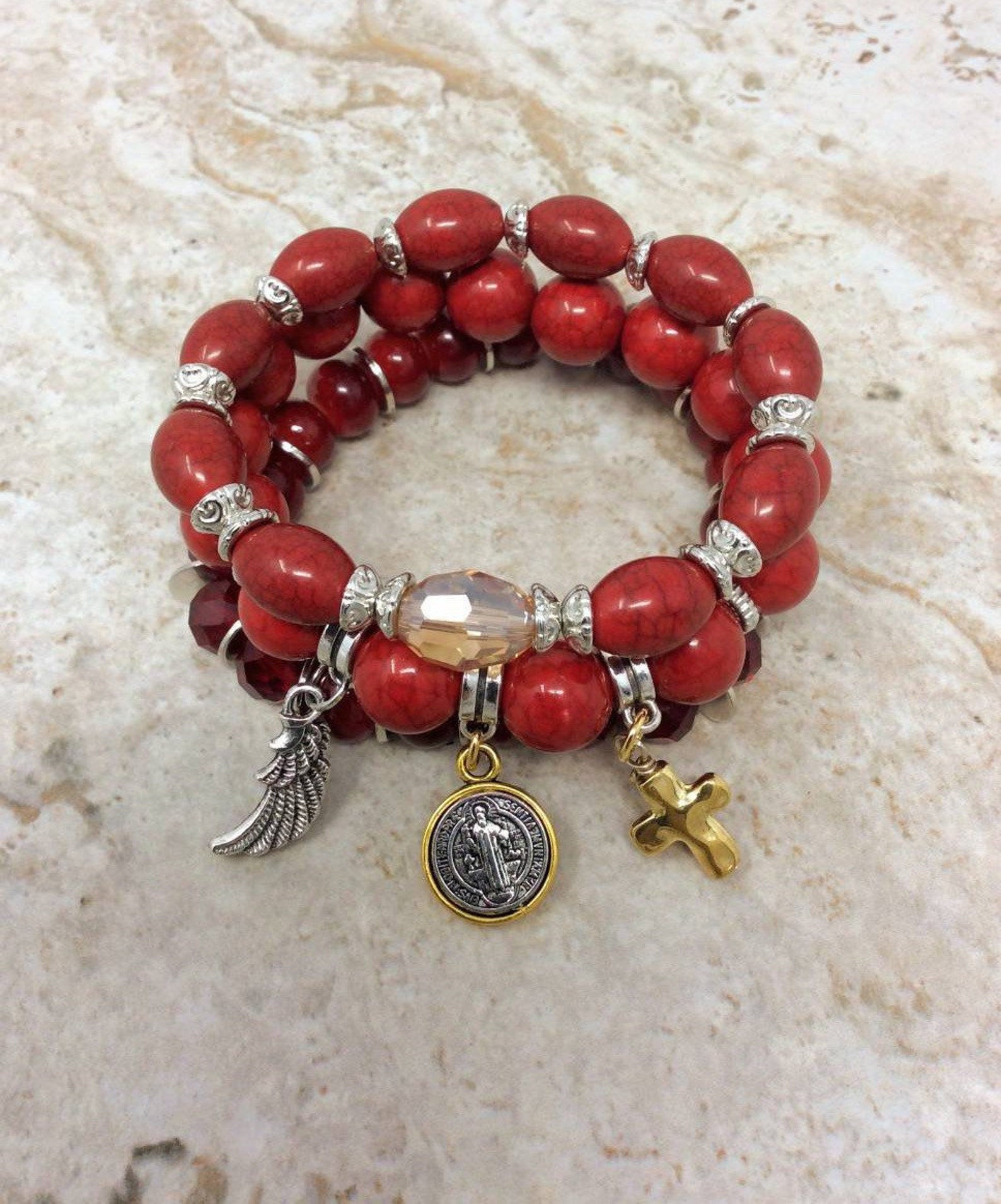 St. Benedict Braceletrosary Bracelet Saint Bracelet Etsy