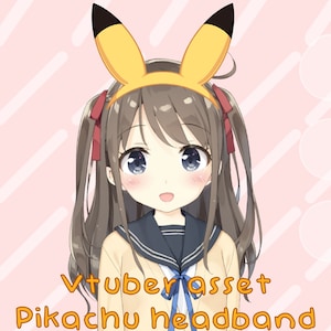 Pika headband Vtuber Asset - for use with streaming PNGtuber, vtube,