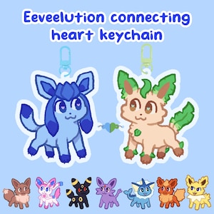 connecting heart eeveelution keychain
