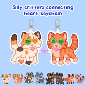connecting heart silly animals keychain