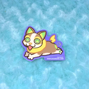 Silly goofy Corgi dog poke sticker yamper inspired