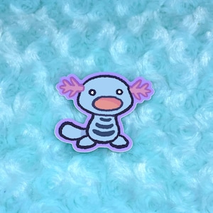 Silly goofy blue axolotl poke sticker wooper inspired