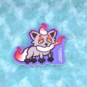 Silly goofy ghost fox poke sticker hisuian zorua inspired