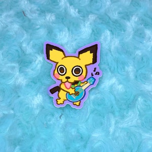 Silly goofy little pika poke sticker pichu inspired