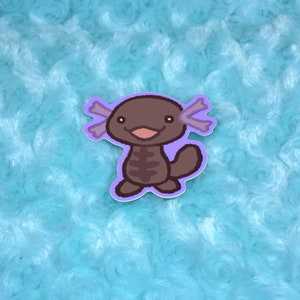 Silly goofy brown axolotl poke sticker wooper inspired
