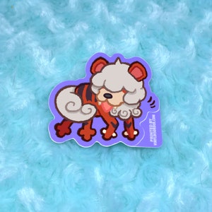 Silly goofy lion dog poke sticker growlithe inspired