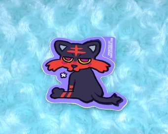 Silly goofy tiger cat poke sticker litten inspired