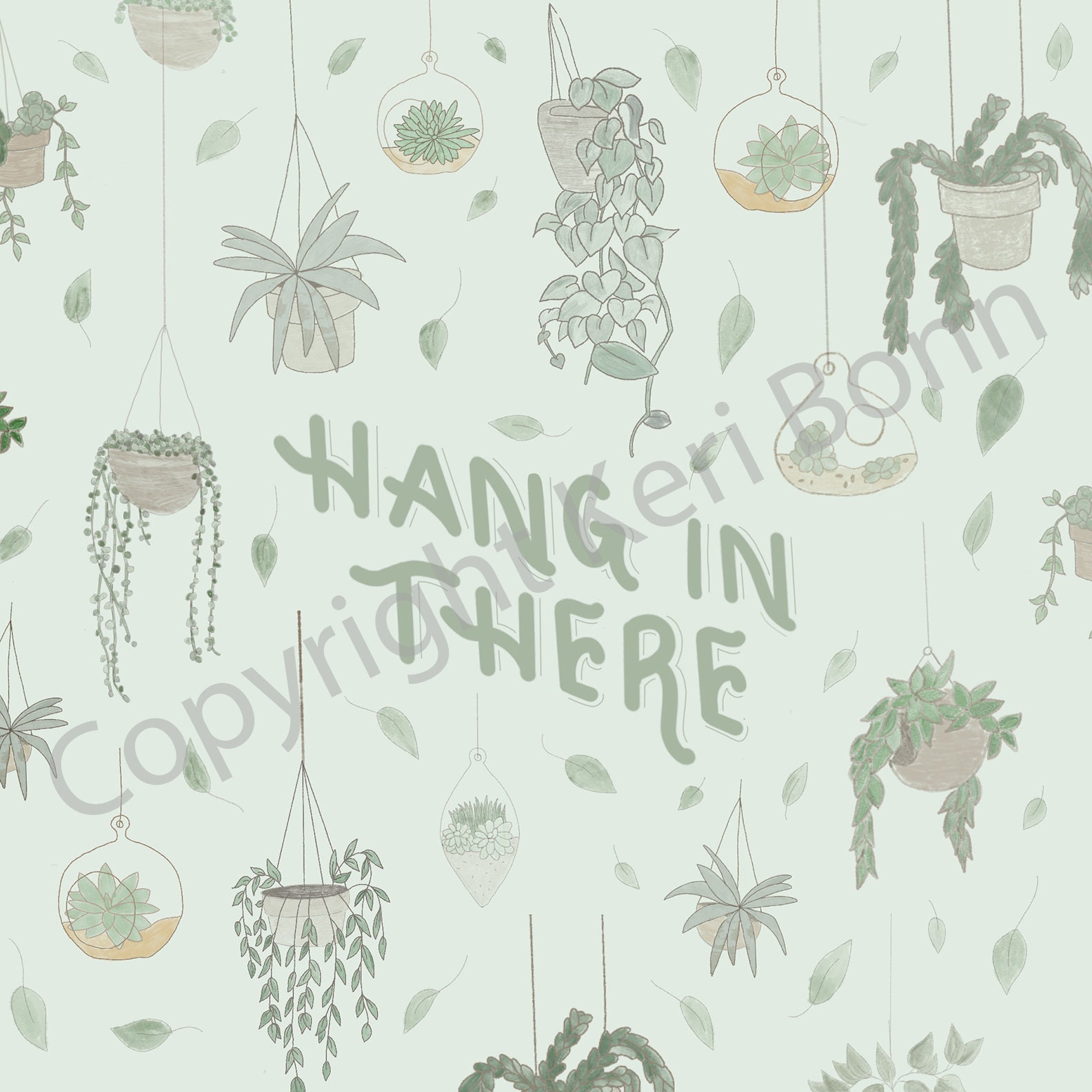 Hanging Plants Digital Printable Wall Art Hang in There - Etsy
