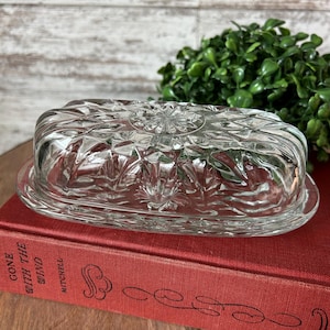 Butter dish clear cut glass Butter Dish with star design