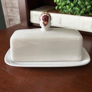 turkey gobble butter dish Thanksgiving theme READ