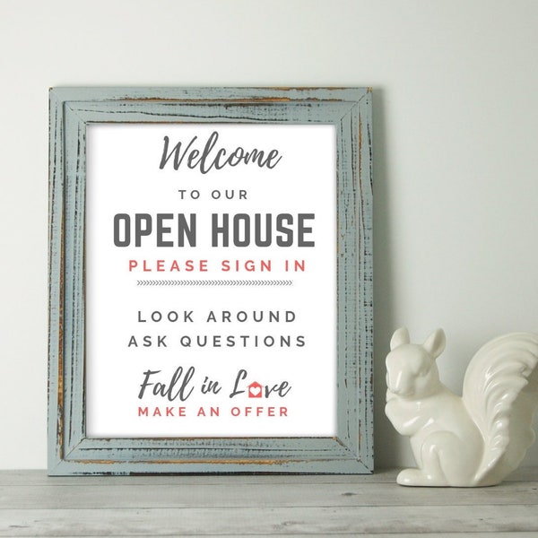 Printable Open House Real Estate Sign, Download Real Estate Agent or Broker Sign,  Business Signs, Open House Printable Sign PDF