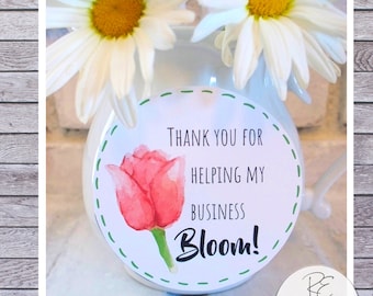 Printable Thank you for helping my business BLOOM Tags, Watercolor Floral Flower Boutique Printable Business Appreciation PDF Gift Tag