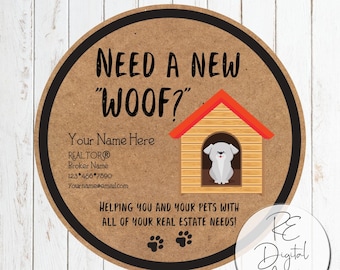 Real Estate Dog Treat Pop By Event Printable Tag, Pet Friendly  Marketing Custom Sticker, Mortgage Business Dog Bone Label PDF