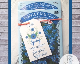 Forget Me Not Real Estate Pop By Hang Tag PDF | Spring Flower Seeds  Business Referral Printable PopBy Gift April Lender Dental Insurance