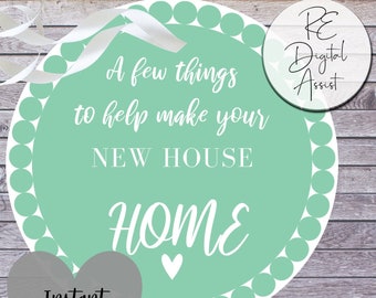 Housewarming Printable NEW HOME Card Tag Download, Real Estate Close Gift for House Buyer, Housewarming Basket  Closing Gift
