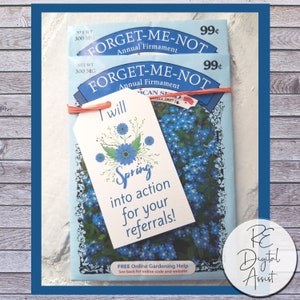 Forget Me Not Real Estate Pop By Hang Tag PDF | Spring Flower Seeds  Business Referral Printable PopBy Gift April Lender Dental Insurance