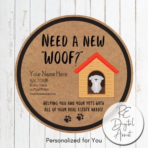 Real Estate Dog Treat Pop By Event Printable Tag, Pet Friendly  Marketing Custom Sticker, Mortgage Business Dog Bone Label PDF