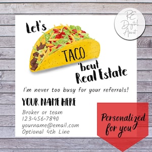 Real Estate Taco Kit Pop By Printable Business Favor Hang Tag, Personalized Client Appreciation Taco Label ,  Pop By Tag May