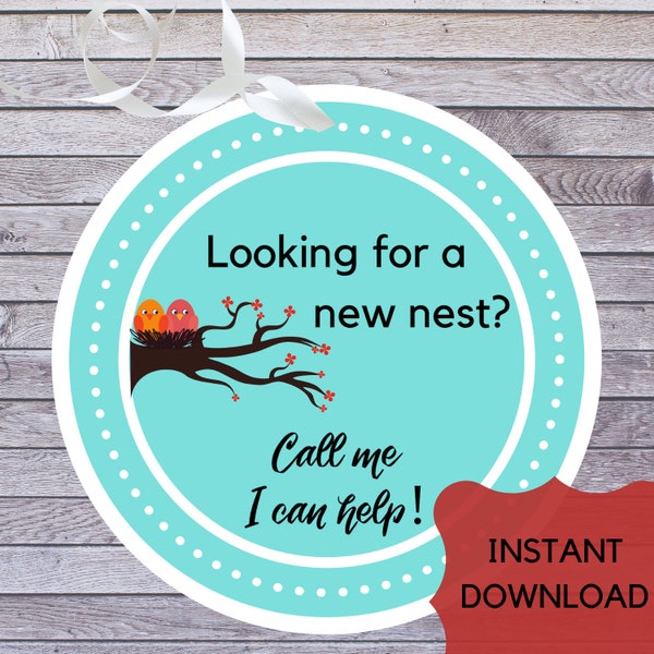Real Estate NEST Tags Printable, Home Buyer  Promo Sticker, Real Estate Agent Mortgage Pop By Gift Tags, Instant Download Label