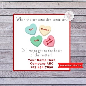 Real Estate Valentines Gift Tags Printable | Candy Gift Tag | Real Estate Pop By Gift Tags |  Pop-by Tag | Custom Valentine Tag | Agent Card