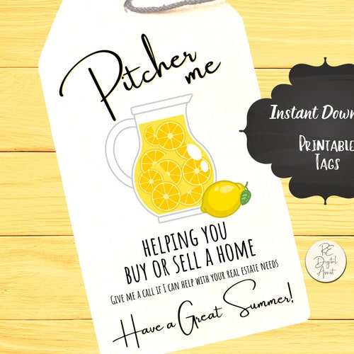 PRINTABLE Lemonade Pitcher Real Estate Pop by Tags Summer Pop Etsy