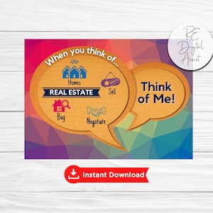 Think of Me Real Estate Marketing Postcard Front | Home Seller Buyer Referral Pop By Tags | Farming Neighborhood Printable Card PDF 4x6 5x7