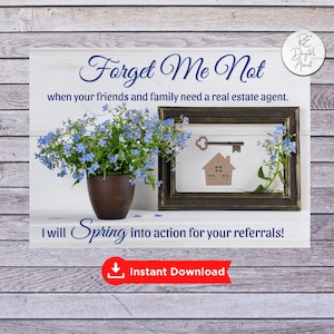 Forget Me Not Real Estate Postcard Front | Spring Pop By Tag Agent Broker Business Client March April Marketing Card | Download PDF 4x6 5x7