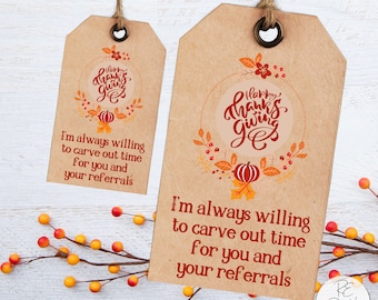 Thanksgiving Carve Real Estate Printable  Referral Pop by Tags, Agent Broker Marketing Promotion Favor Card, November  Business PDF