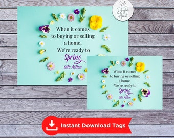 Spring into Action Real Estate Pop By Tags, Open House Favors Neighborhood Gift TEAM Broker Business Client Referrals, Printable PDF Label