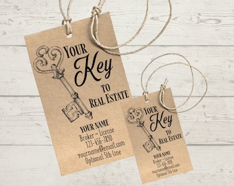 Key to Real Estate Printable Pop by Tags, Real Estate Agent Broker Marketing Promotion Favor Card,  Business Closing Gift Keys