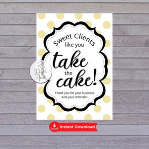 PRINTABLE Cake Cupcake Gift Tags, Business Client Referral, Real Estate Pop By, Broker Agent Appreciation Card Favor Label Sticker Download