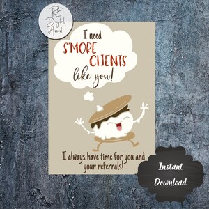 S'more onroerend goed afdrukbare klantverwijzing pop op tags, Smores agent makelaar marketing promotie gunstkaart zakelijke tags label pdf