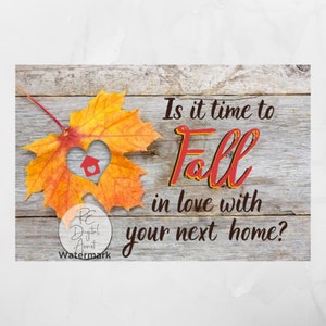 Fall Real Estate Sellers Postcard Front,  Farm Fall September October November Marketing, Agent Broker Card, Digital Download PDF 4x6