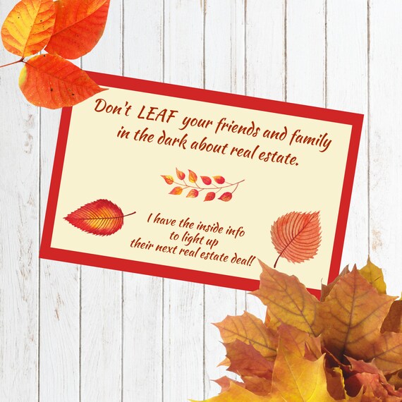 Fall LEAF Real Estate Printable Pop by Tag Agent Broker Etsy