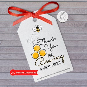 PRINTABLE Honey Bee Real Estate Pop By Tags, Beeswax Candle Gift Favor Label Sticker Download, Agent Broker Client Thank You Marketing Tag