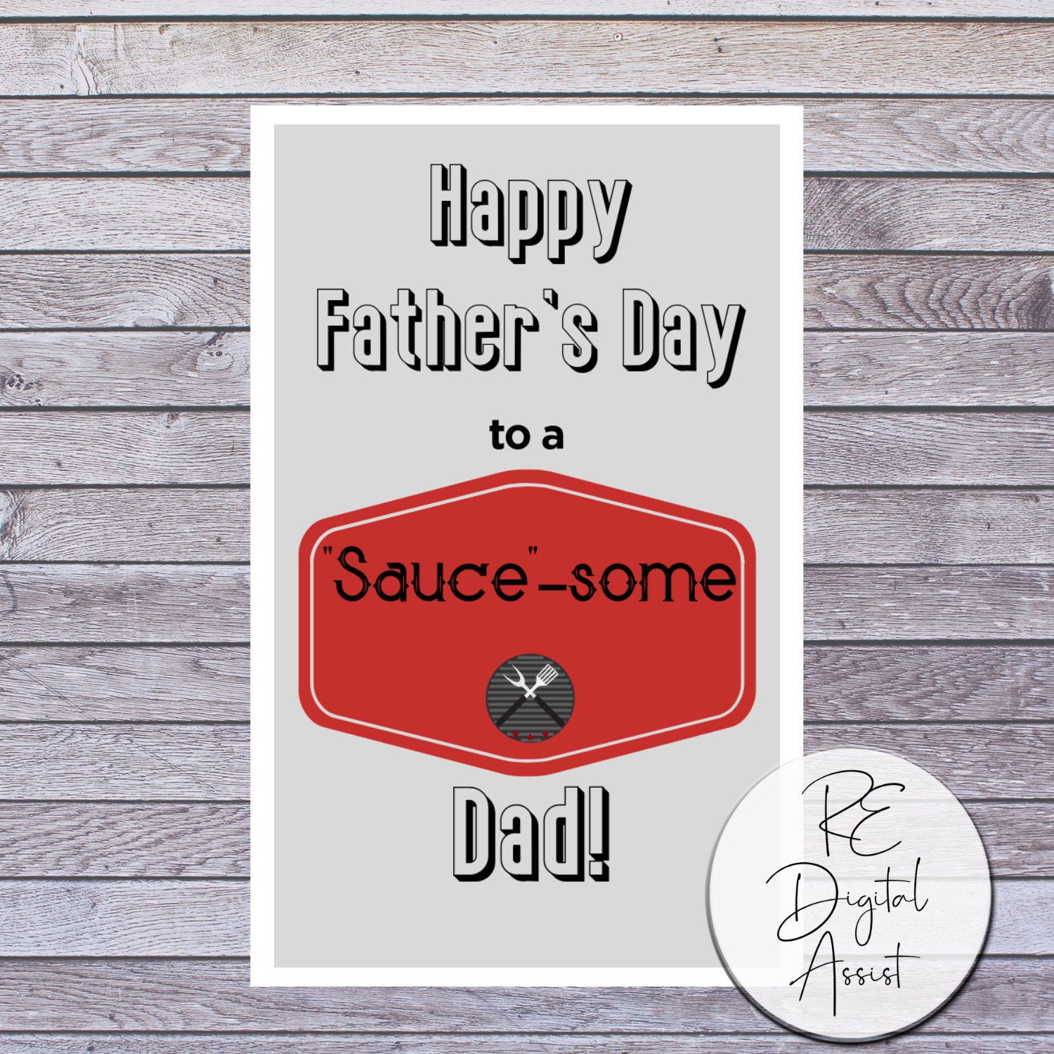 Father's Day BBQ Sauce Grill Marinade Tags, Sauce-some Dad Printable Gift Card, Real Estate business pop by marketing label customer PDF