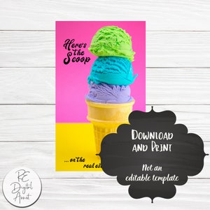 Scoop Real Estate Ice Cream Market Update Printable Client Pop by Tags, Agent Broker Marketing Farm Gift Card Business Report Label PDF Tag image 4