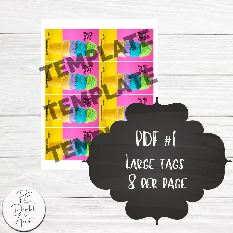 Scoop Real Estate Ice Cream Market Update Printable Client Pop by Tags, Agent Broker Marketing Farm Gift Card Business Report Label PDF Tag image 5