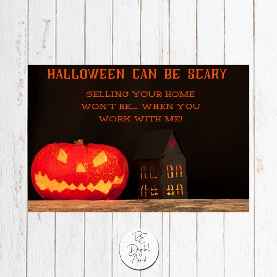 Halloween Real Estate Postcard Front Design Instant Download Etsy