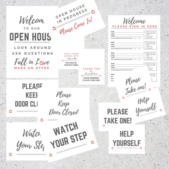Open House Kit Printable Real Estate Signs Download Real Etsy