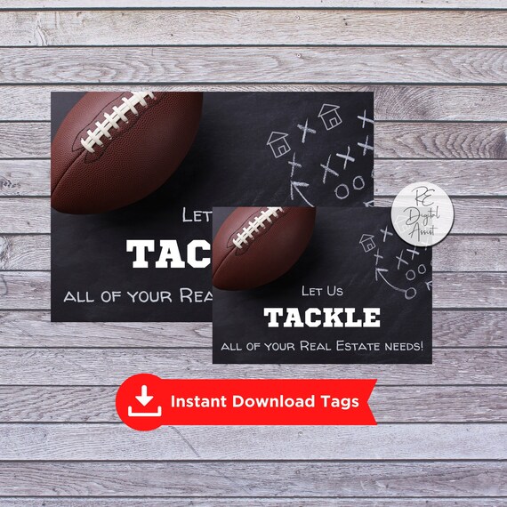Tackle Real Estate Football Group Pop by Tags, Broker Team Referral Game  Giveaway Gifts , Printable Super Bowl Download PDF Sticker Label 