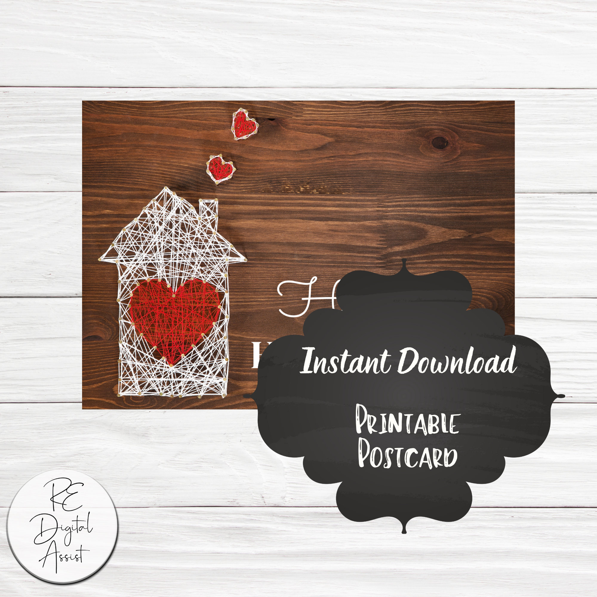 Tarjeta postal de aniversario de comprador de vivienda para clientes de bienes  raíces, con etiqueta para envío por correo, para imprimir y descargar en  formato PDF de 4 x 6 y 5, image size:2000x2000