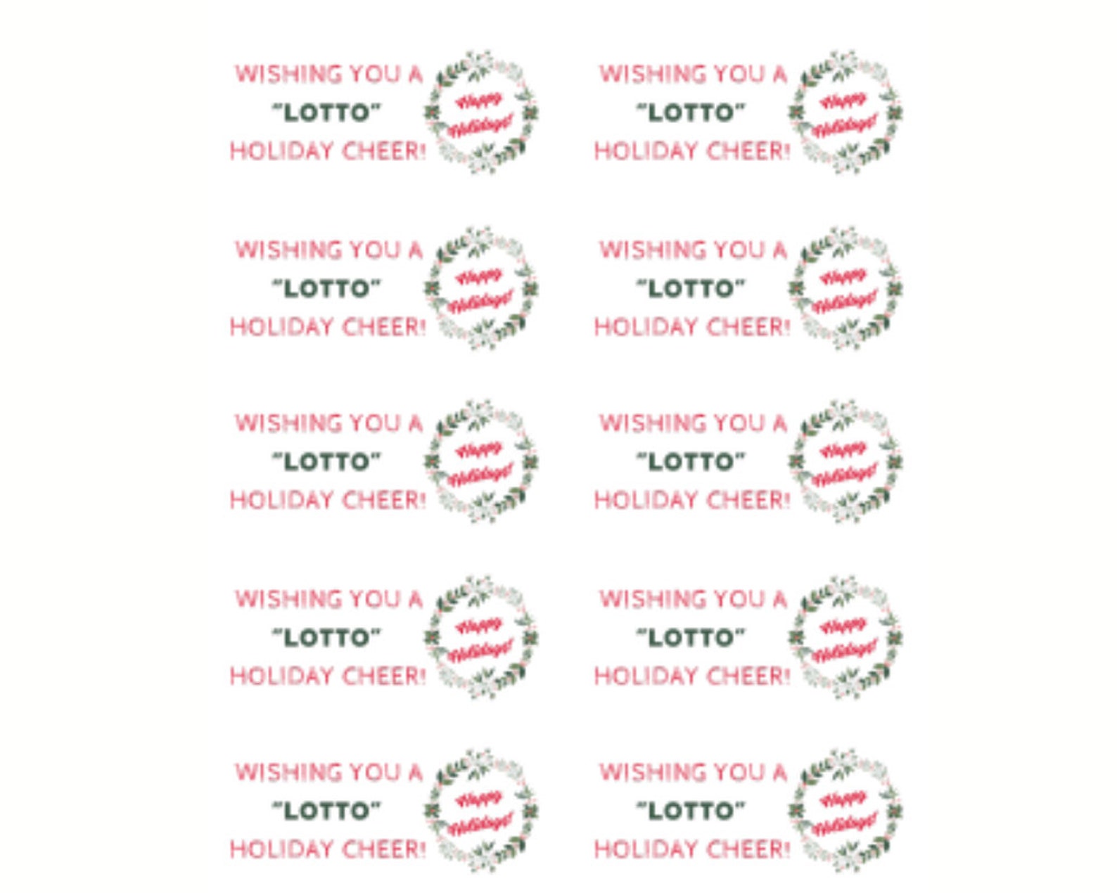 Holiday Lotto Tickets Printable Gift Tags for Neighbor Gift - Etsy