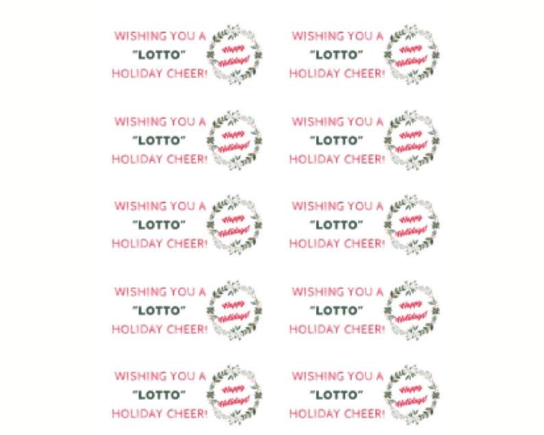 Holiday Lotto Tickets Printable Gift Tags for Neighbor Gift Etsy