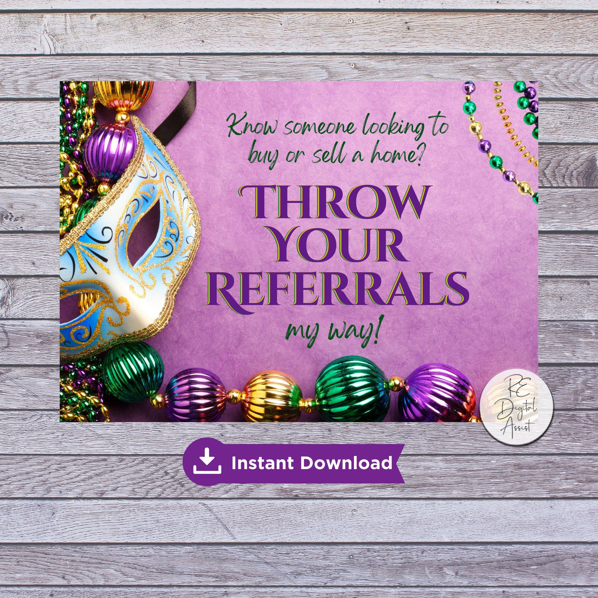 Mardi Gras Throw Referrals Real Estate Pop by Postcard Front Etsy